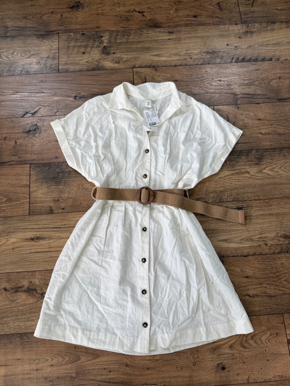 NTW H&M Cream Linen-Blend Button Shirt - Size M